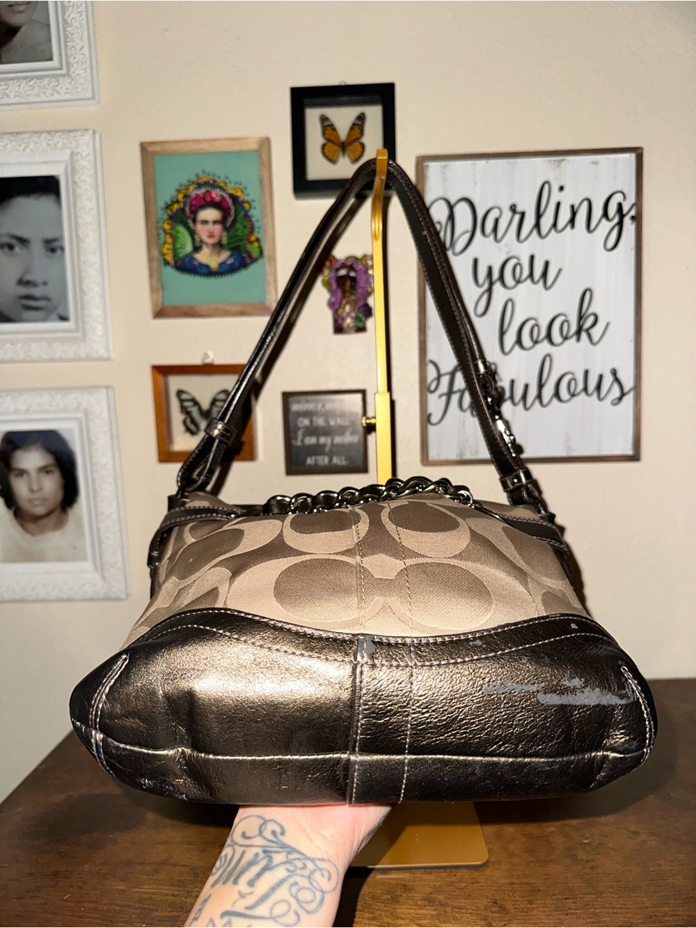 Coach Signature Canvas leather chain crossbody